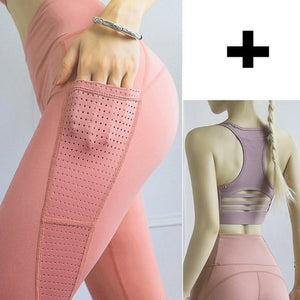Fitness Yoga Pants for Women High Waist Solid Pocket